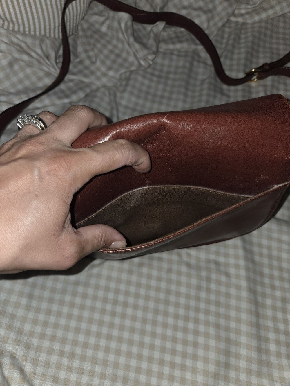 Vintage Etienne Aigner Brown/Red Leather Weave Shoulder Bag/Purse - Picture 5 of 7